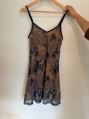 PRISCAVera Dune Wash Studded Mini Dress